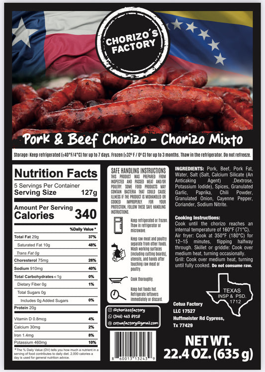 Mix (Pork/Beef) Chorizo - Chorizo Mixto (Res/Cerdo)