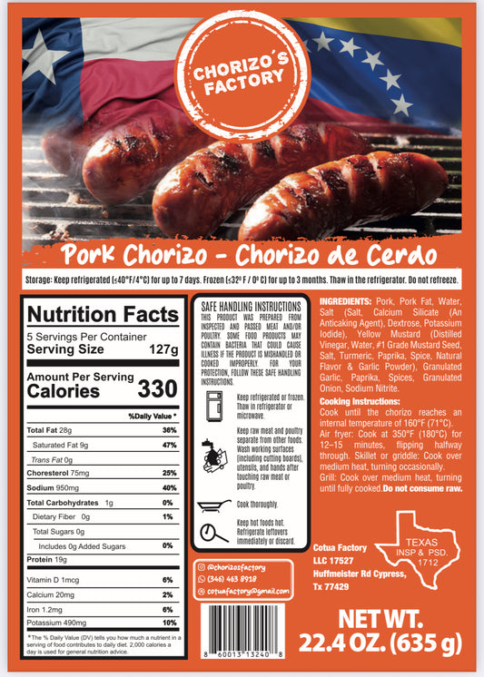 Pork Chorizo - Chorizo de Cerdo