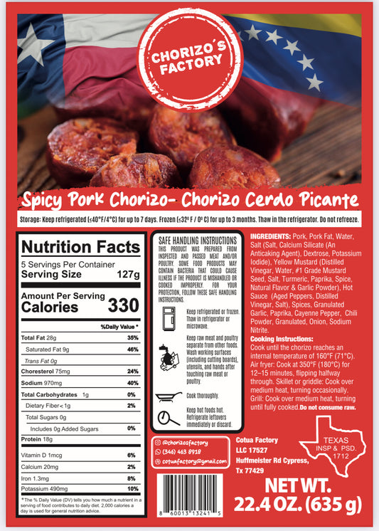 Spicy Pork Chorizo - Chorizo de Cerdo Picante
