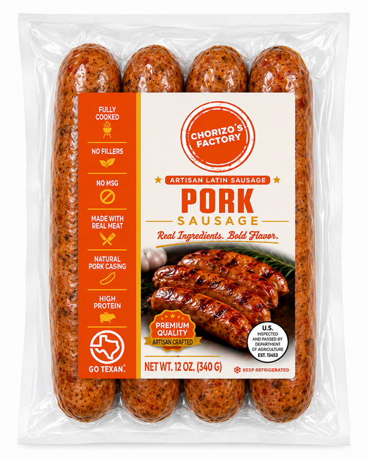Grill Party Pack contents: Chorizo's Factory Pork Sausage 12 oz pack
